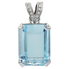 38.70 Carat Aquamarine Diamond Pendant