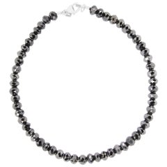 38.70 Carat Black Diamond Beaded Unisex Bracelet