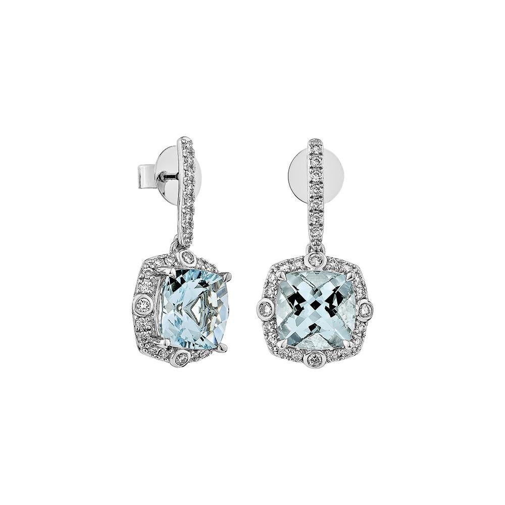 This collection features an array of Aquamarines with an icy blue hue that is as cool as it gets! Accented with Diamonds these Drop Earrings are made in White gold and present a classic yet elegant look.

Aquamarine Drop Earring in 18Karat White