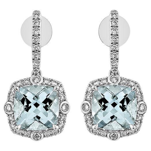 Sunita Nahata Aquamarin 3.87ct. Tropfenohrring aus 18KWG mit Diamant.