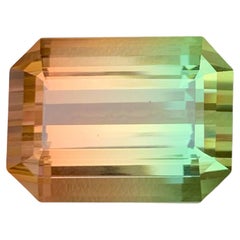 38.75 Carat Natural Loose Bi Color Tourmaline Stone Emerald Cut African Gemstone