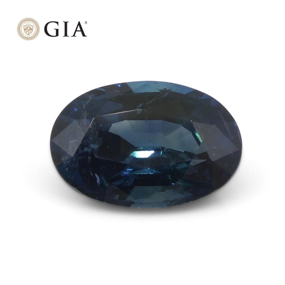 Saphir bleu verdâtre ovale de 3,87 carats certifié GIA de Madagascar en vente 4