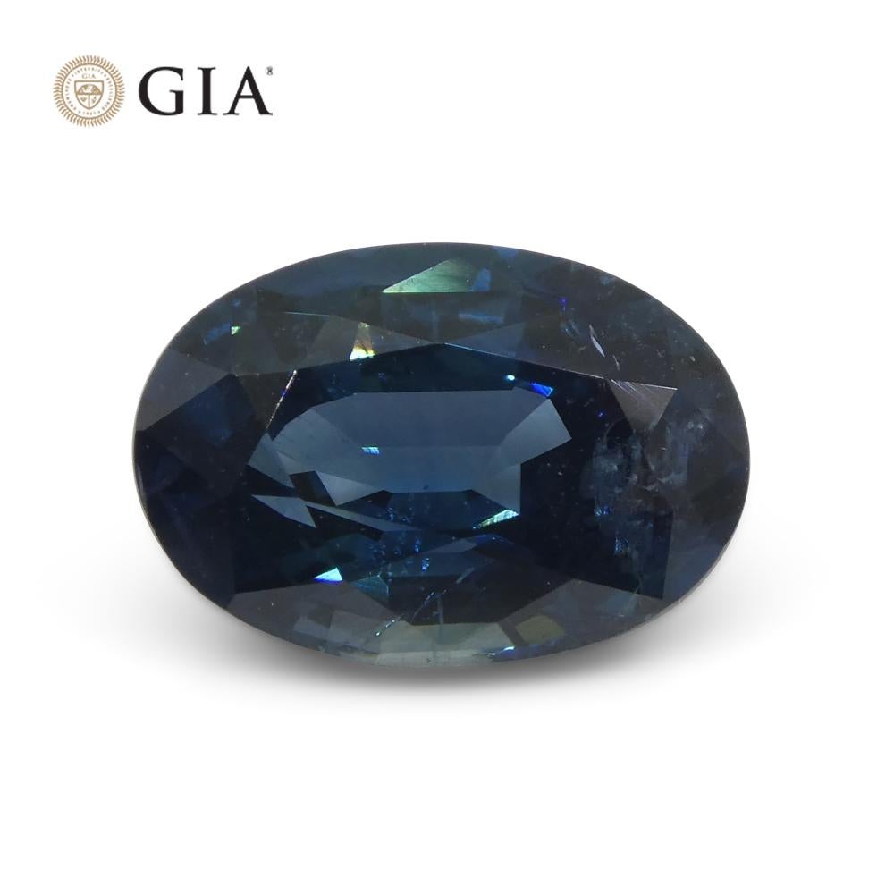 Contemporary 3.87ct Oval Greenish Blue Sapphire GIA Certified Madagascar For Sale