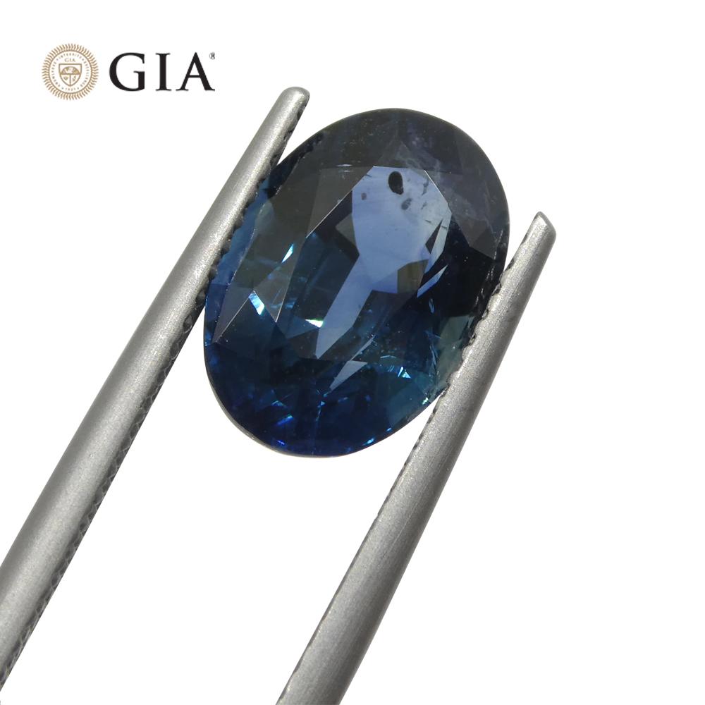 Women's or Men's 3.87ct Oval Greenish Blue Sapphire GIA Certified Madagascar For Sale