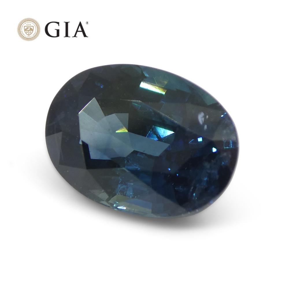 3.87ct Oval Greenish Blue Sapphire GIA Certified Madagascar For Sale 2