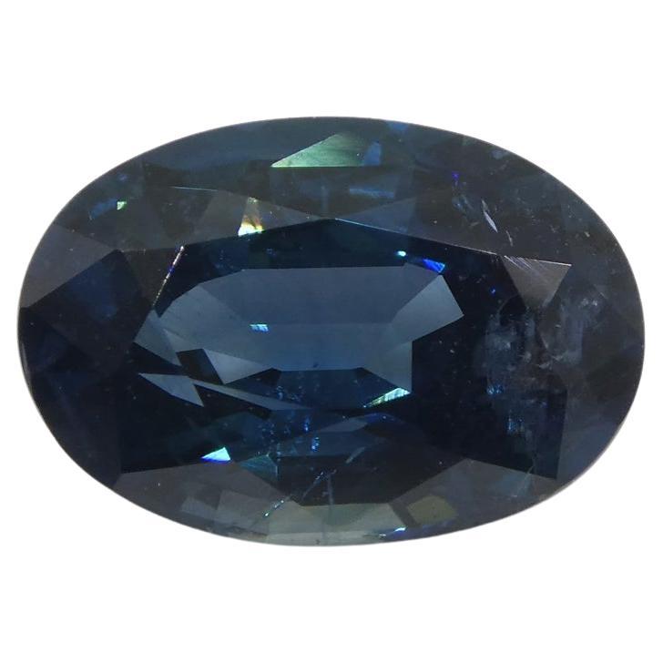 Saphir bleu verdâtre ovale de 3,87 carats certifié GIA de Madagascar en vente