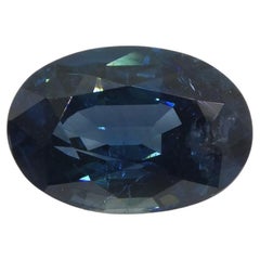 Saphir bleu verdâtre ovale de 3,87 carats certifié GIA de Madagascar