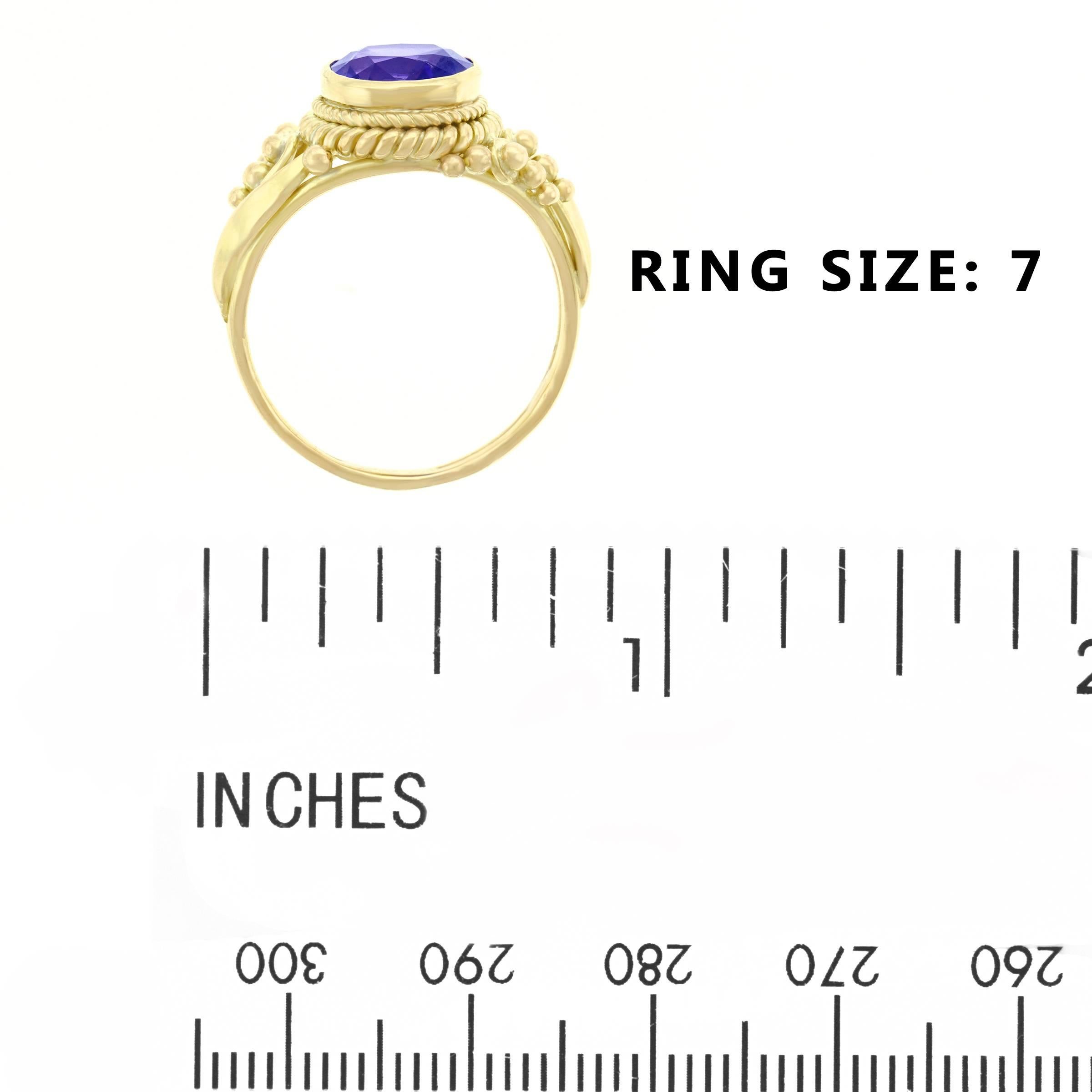 3.88 Carat Purple Sapphire Set Gold Ring GIA 2