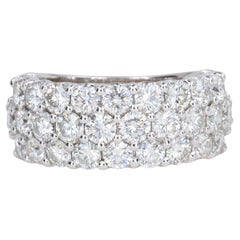3.88 Carat Three Row Round Brilliant Cut Diamond Band in 18 Karat White Gold