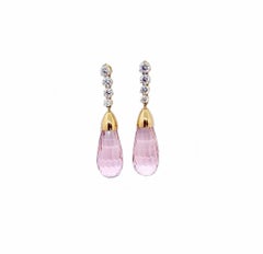 Pendientes de Morganita de 38,83 quilates, Diamante de 1,42 quilates y Oro Rosa de 18 quilates