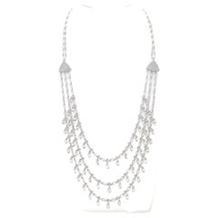 Collier vintage en or blanc 18 carats serti d'un diamant taille briolette de 38,89 carats