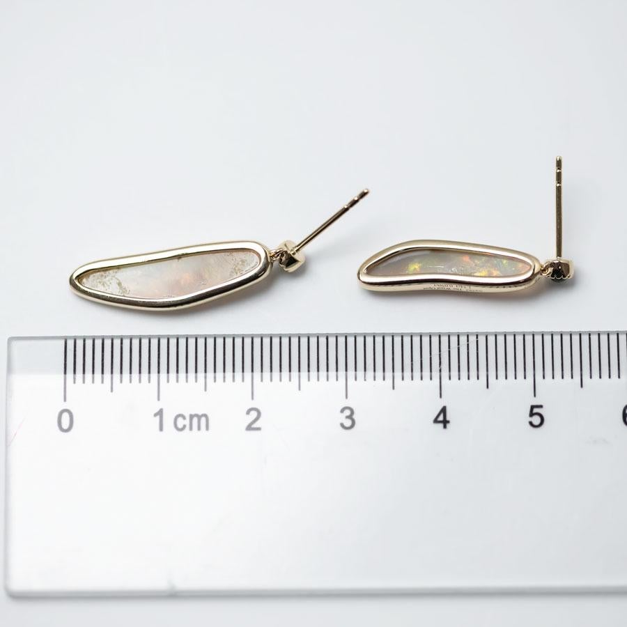 De las mujeres 3.88ct Australian Solid Opal Tsavorite Drop Earrings 14K Yellow Gold en venta