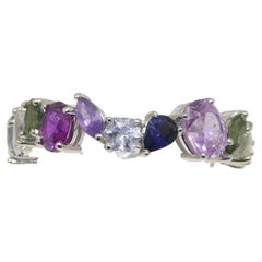 3.88ct Multicolor Sapphire Mix Eternity Ring set in 18k White Gold