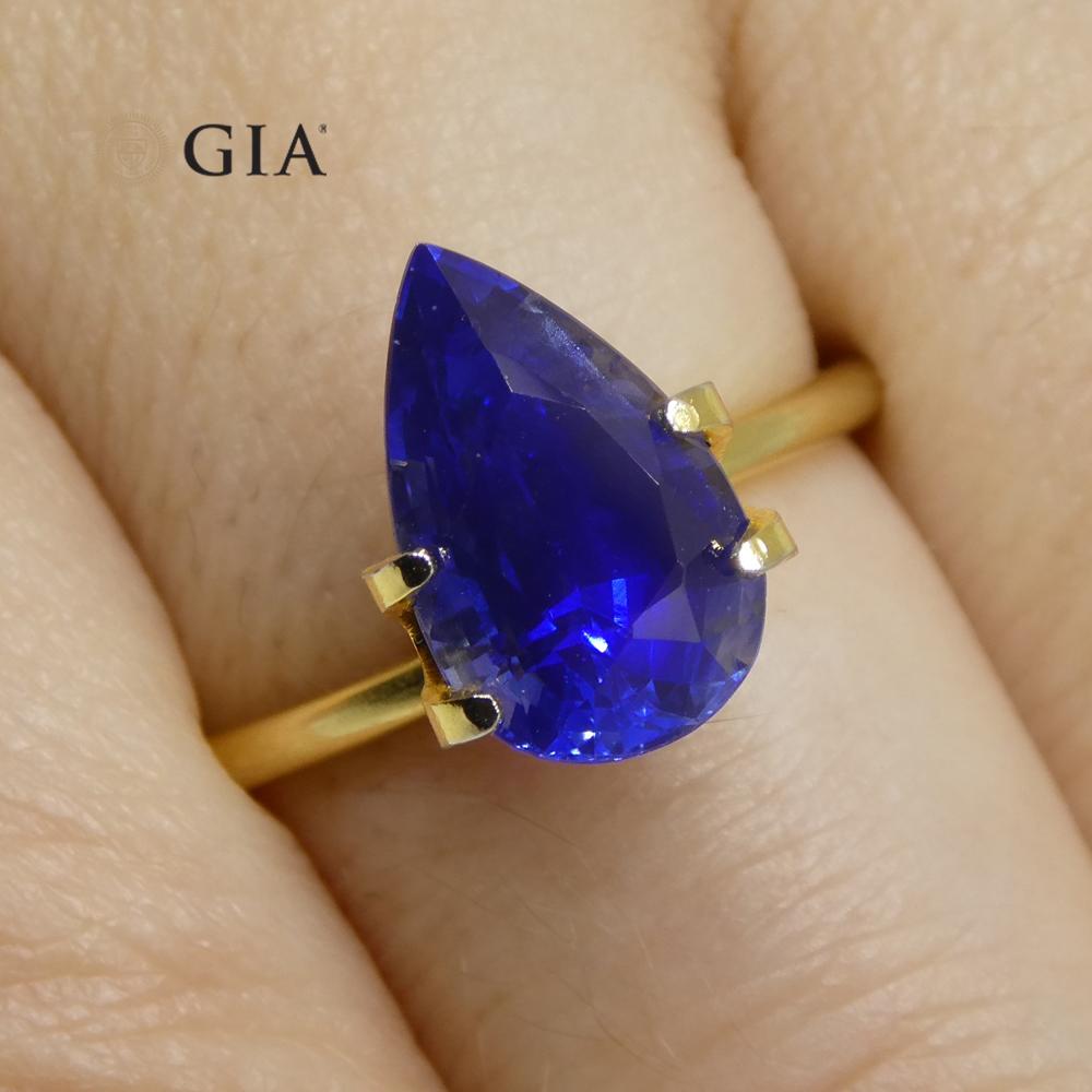 3.88ct Pear Royal Blue Sapphire GIA Certified Sri Lanka For Sale 5