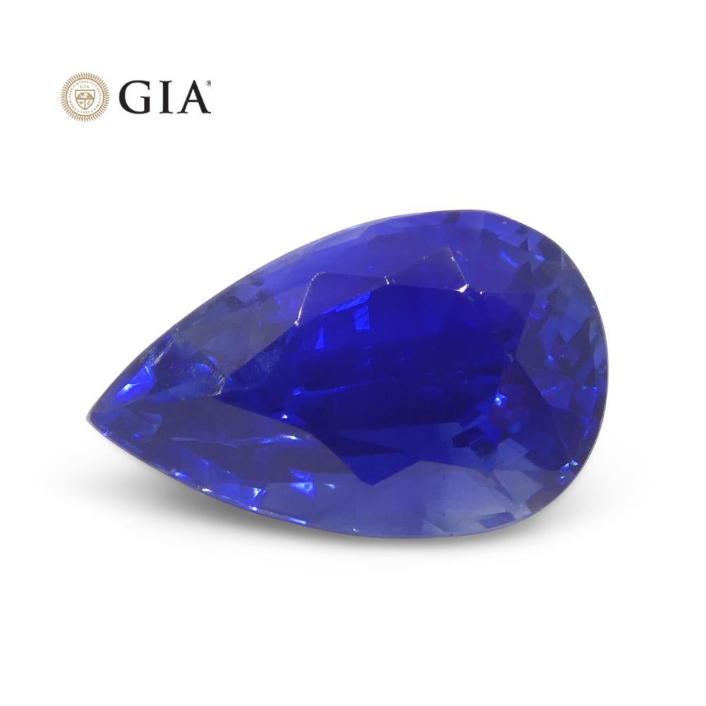 3.88ct Pear Royal Blue Sapphire GIA Certified Sri Lanka For Sale 11