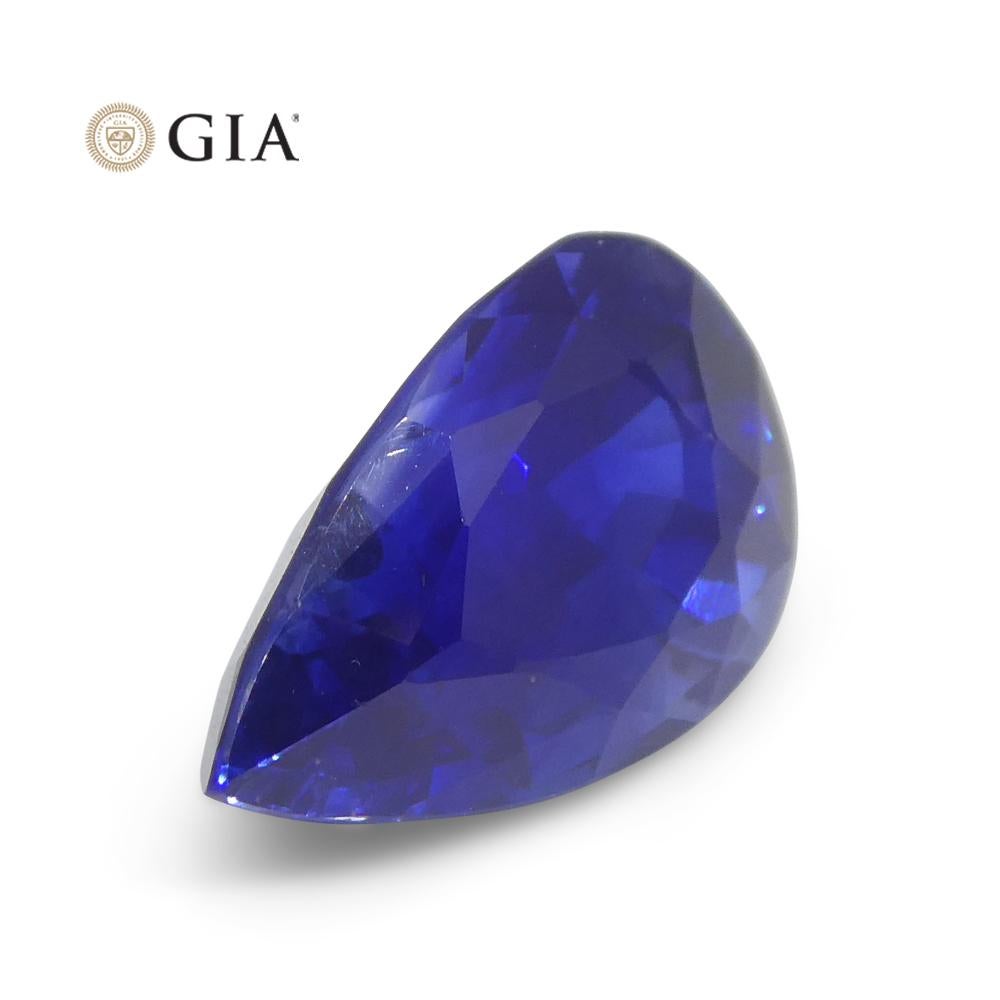 3.88ct Pear Royal Blue Sapphire GIA Certified Sri Lanka For Sale 1