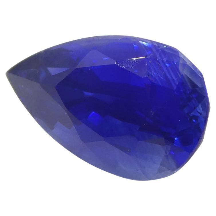 Women's or Men's 3.88ct Pear Royal Blue Sapphire GIA Certified Sri Lanka For Sale
