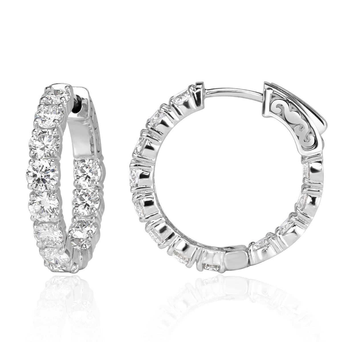 3.88ct Round Brilliant Cut Diamond Hoop Earrings