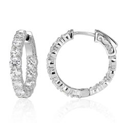 3.88ct Round Brilliant Cut Diamond Hoop Earrings