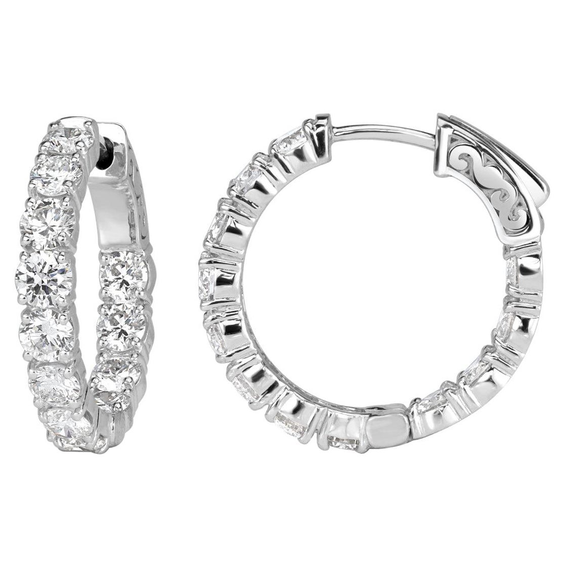 3.88ct Round Brilliant Cut Diamond Hoop Earrings
