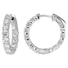 3.88ct Round Brilliant Cut Diamond Hoop Earrings