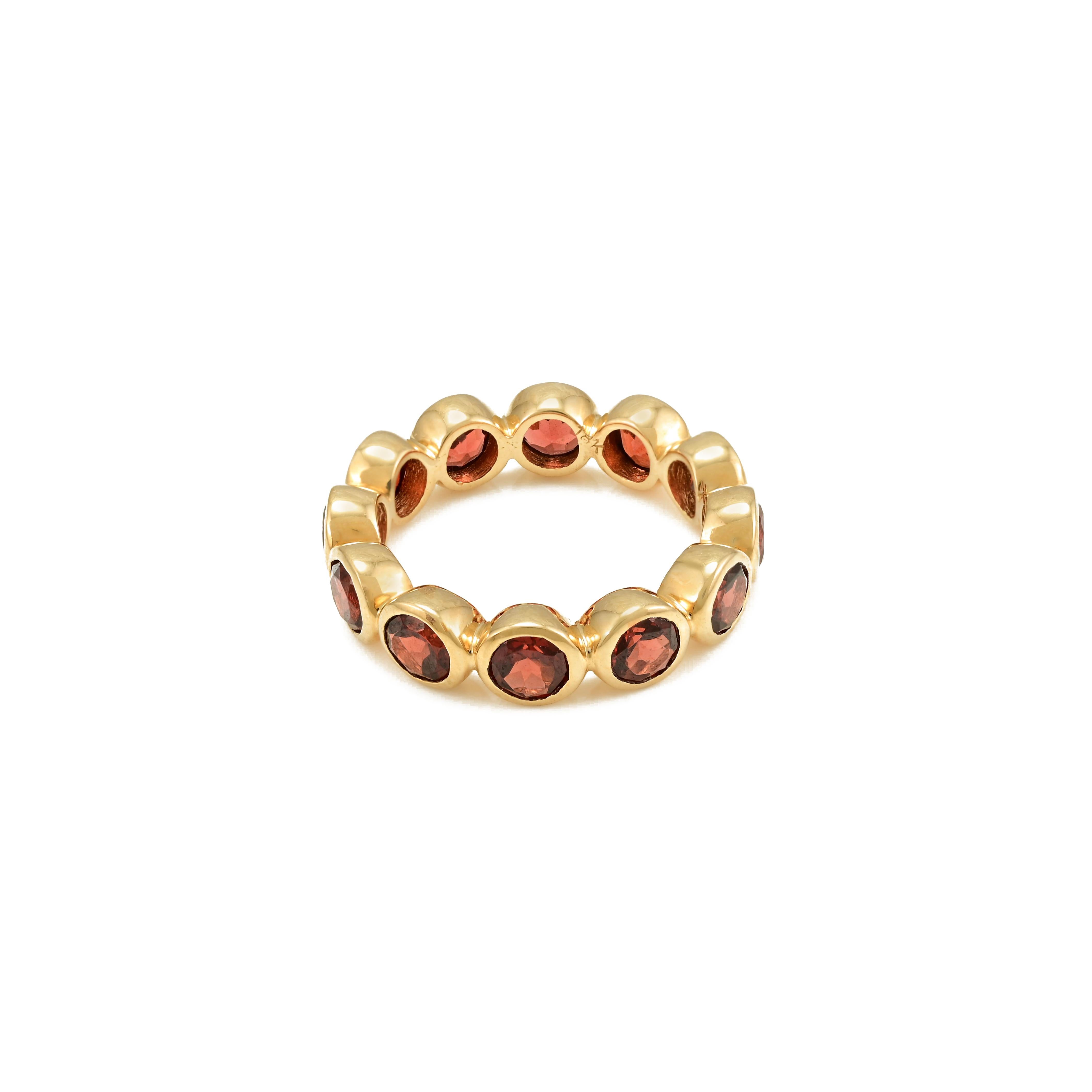 For Sale:  Art Deco 3.89 CTW Deep Red Garnet Eternity Full Band 18k Solid Yellow Gold 5
