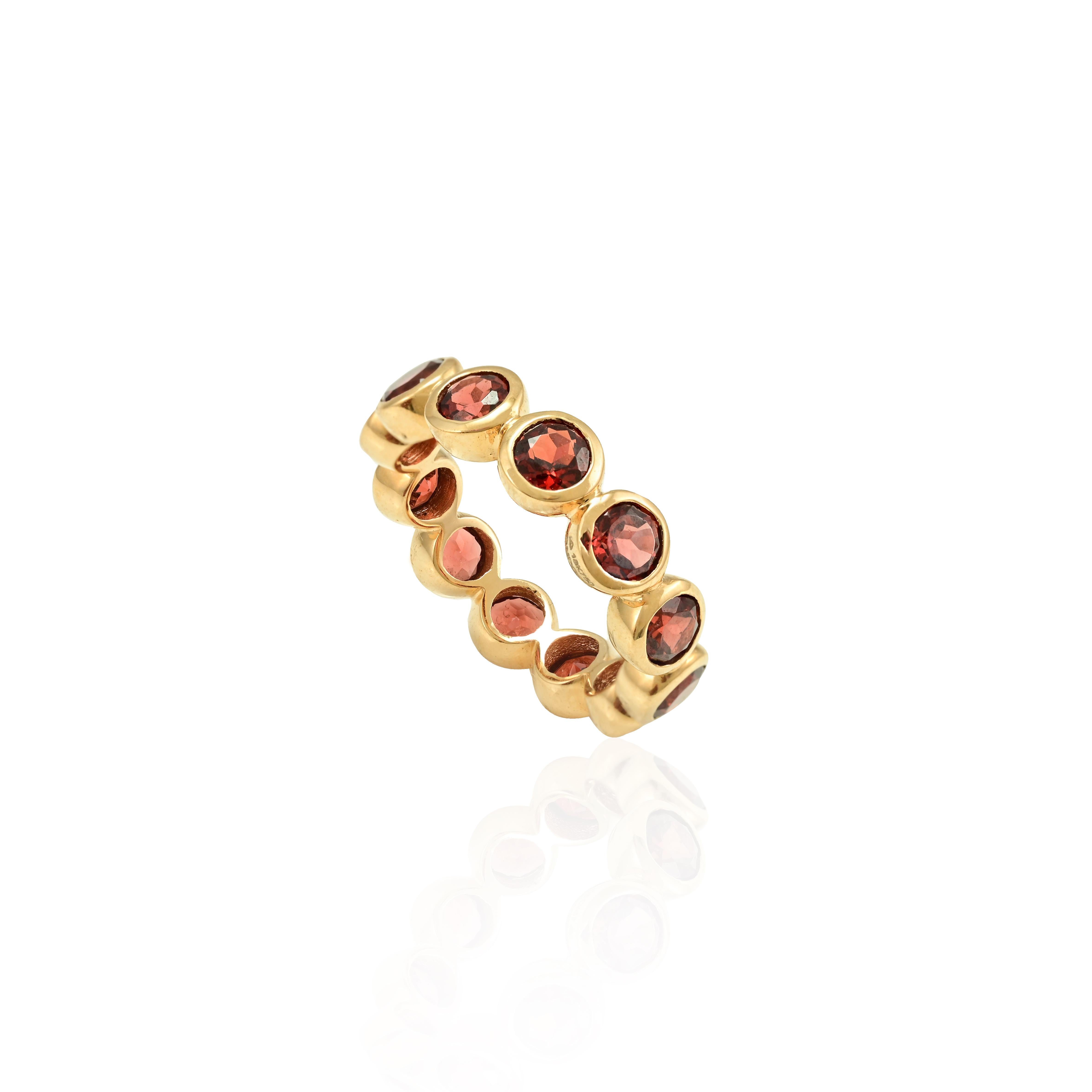 For Sale:  Art Deco 3.89 CTW Deep Red Garnet Eternity Full Band 18k Solid Yellow Gold 7