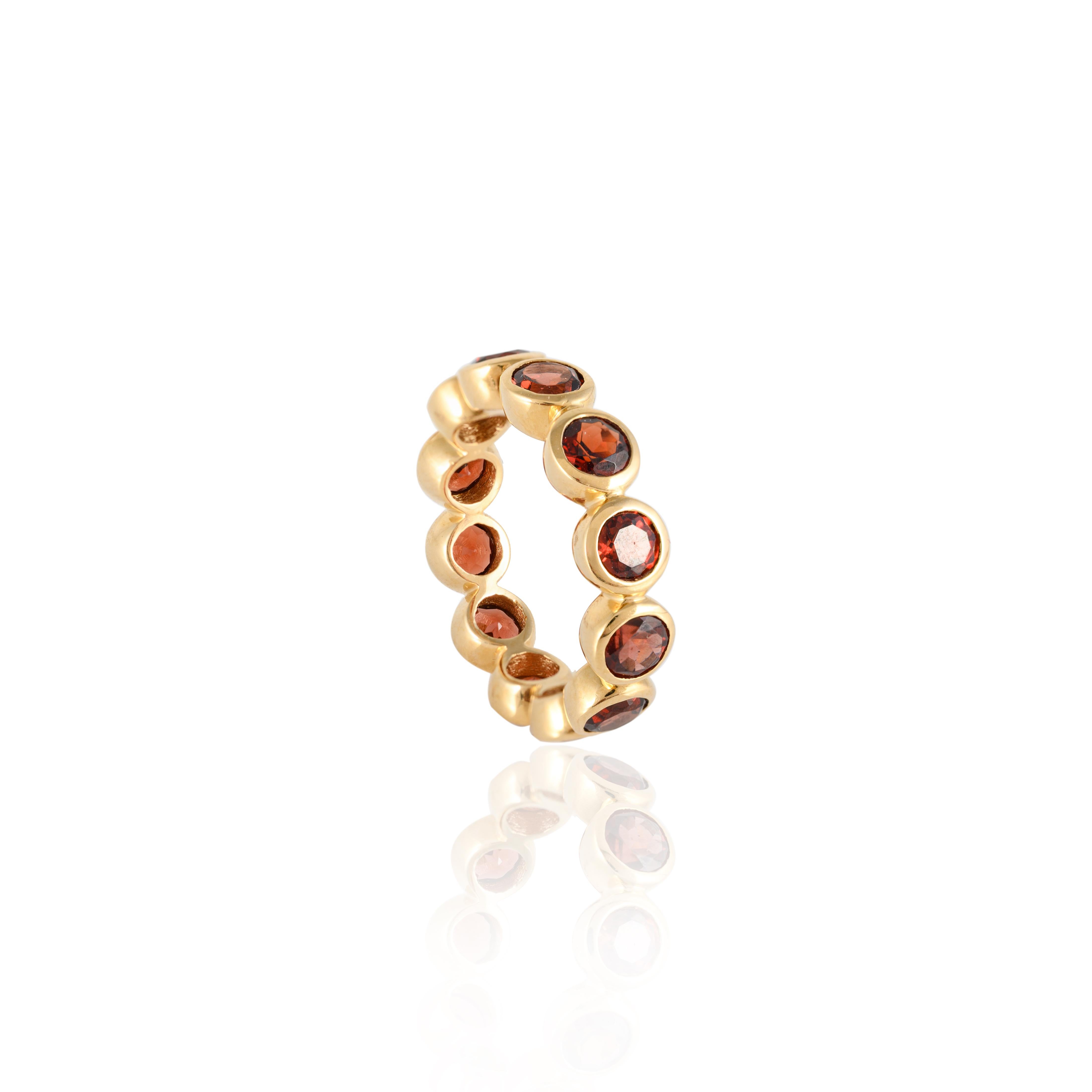 For Sale:  Art Deco 3.89 CTW Deep Red Garnet Eternity Full Band 18k Solid Yellow Gold 8