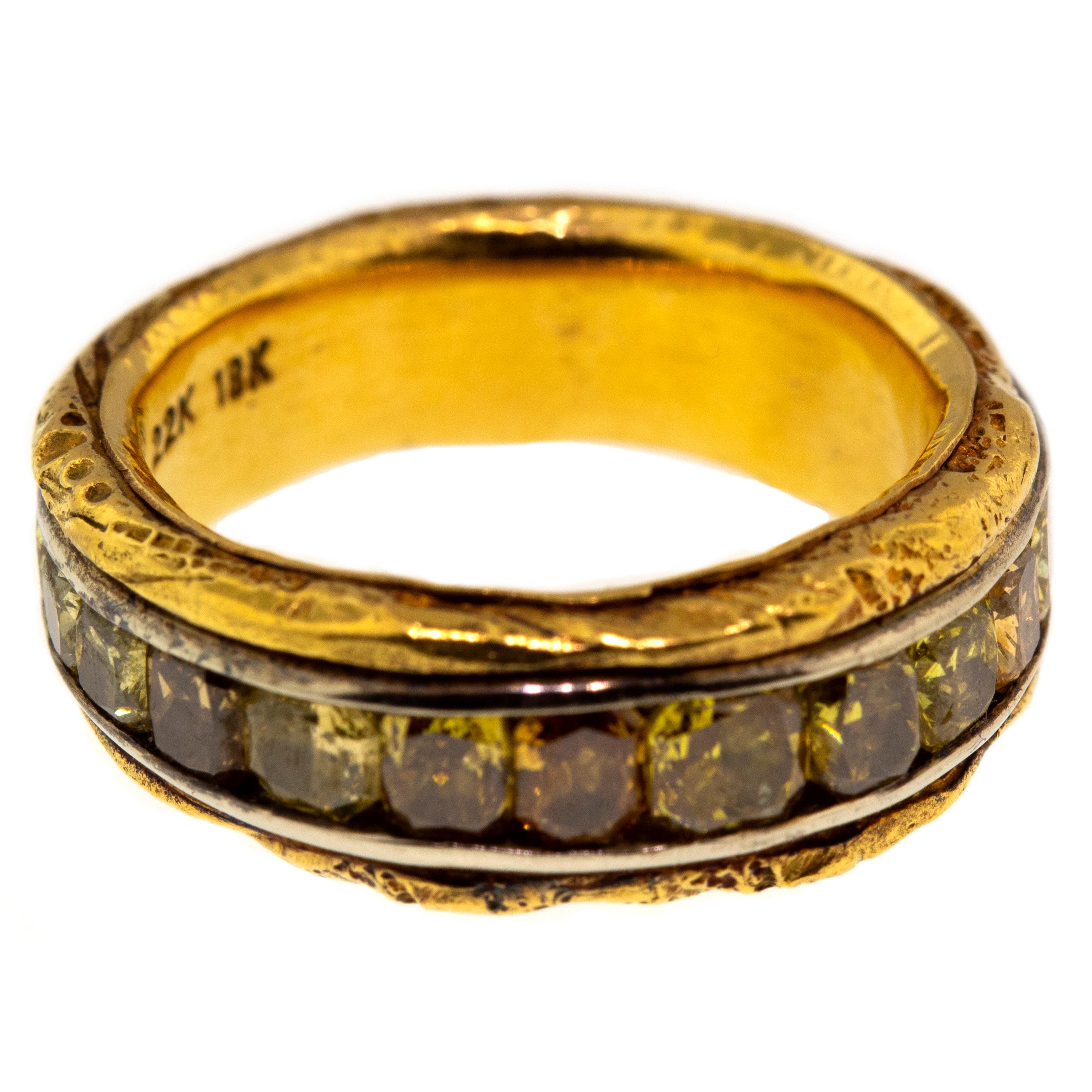 Dan Peligrad 3,89 Karat natürlicher Farbe Diamantring aus 18kt und 22kt, hergestellt in den USA im Zustand „Neu“ in Logan, UT