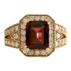 Natural Tourmaline 14 Karat Rose Gold Diamond Ring
