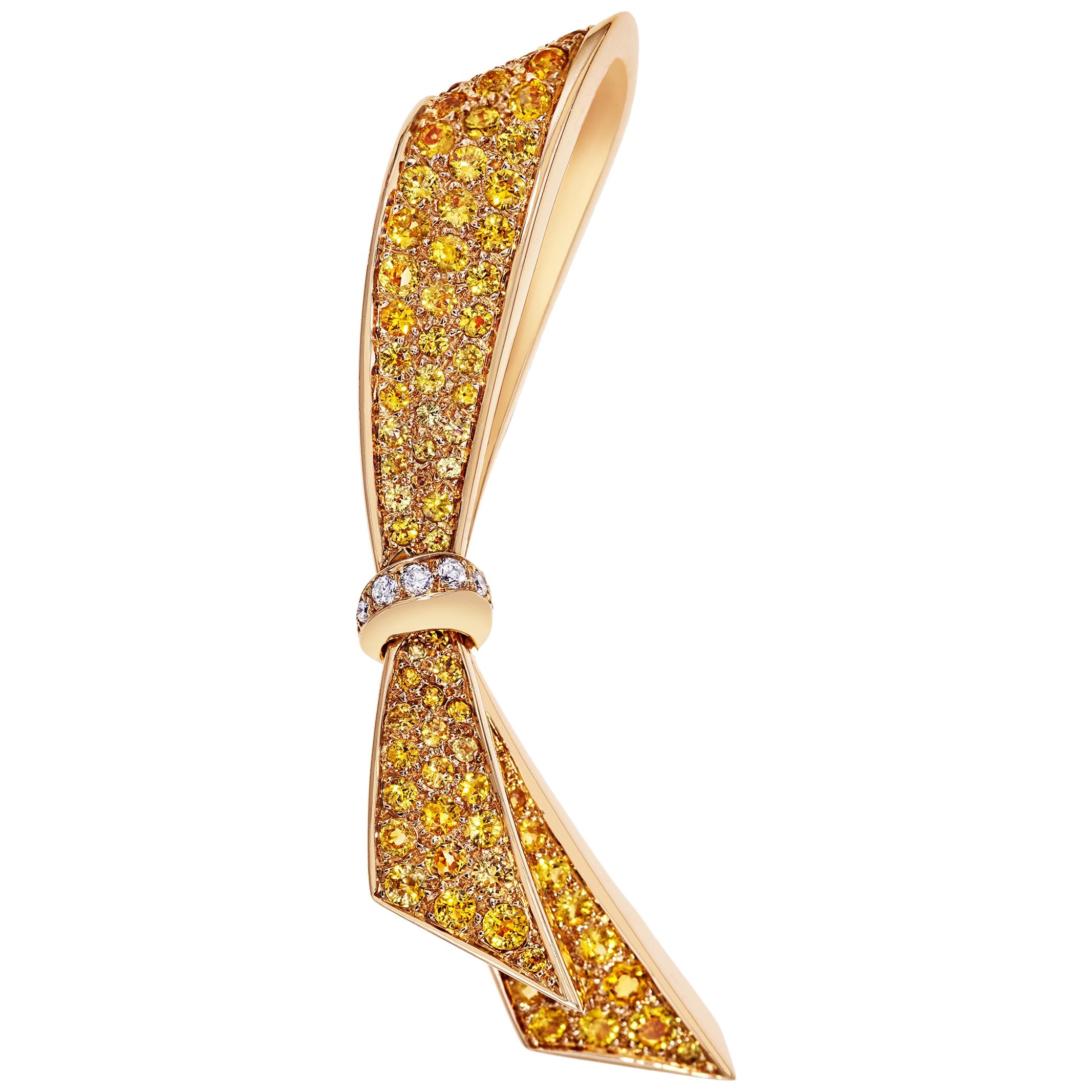 Van Cleef & Arpels Clip jaune 18 carats avec saphir jaune de 3,89 carats et diamants