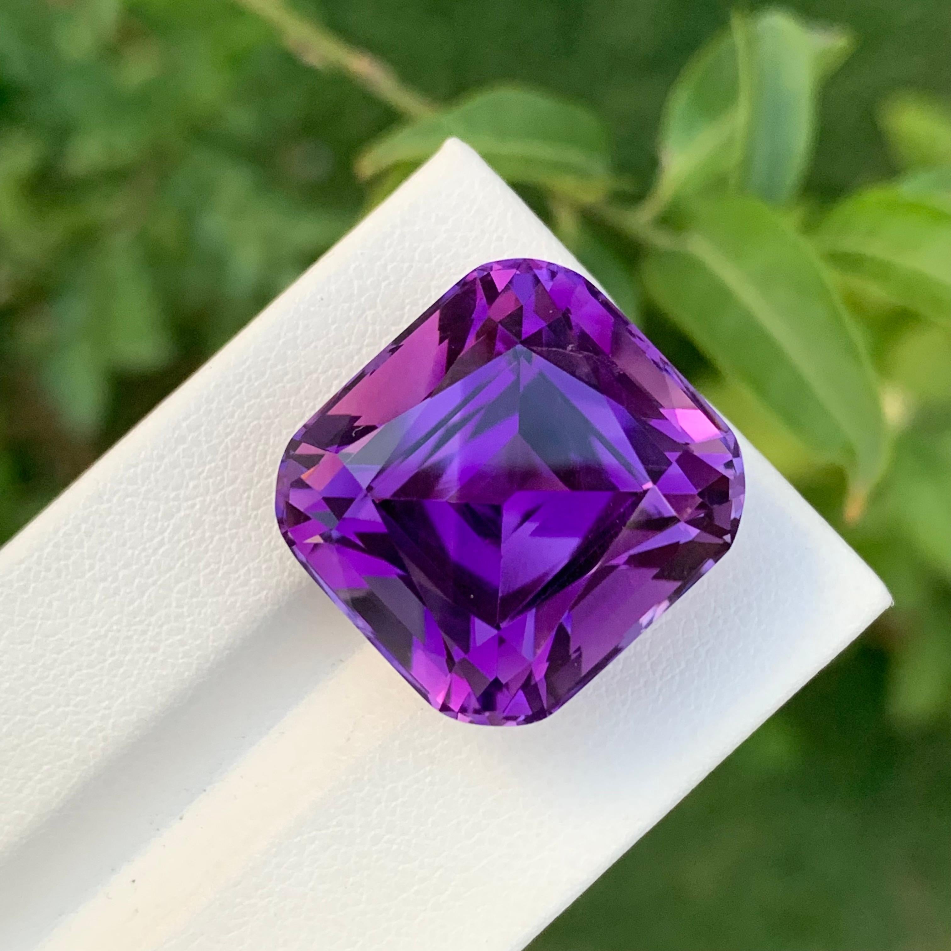 Arts and Crafts 38.90 Carat Natural Loose Dark Purple Amethyst Long Cushion Shape Gemstone  For Sale