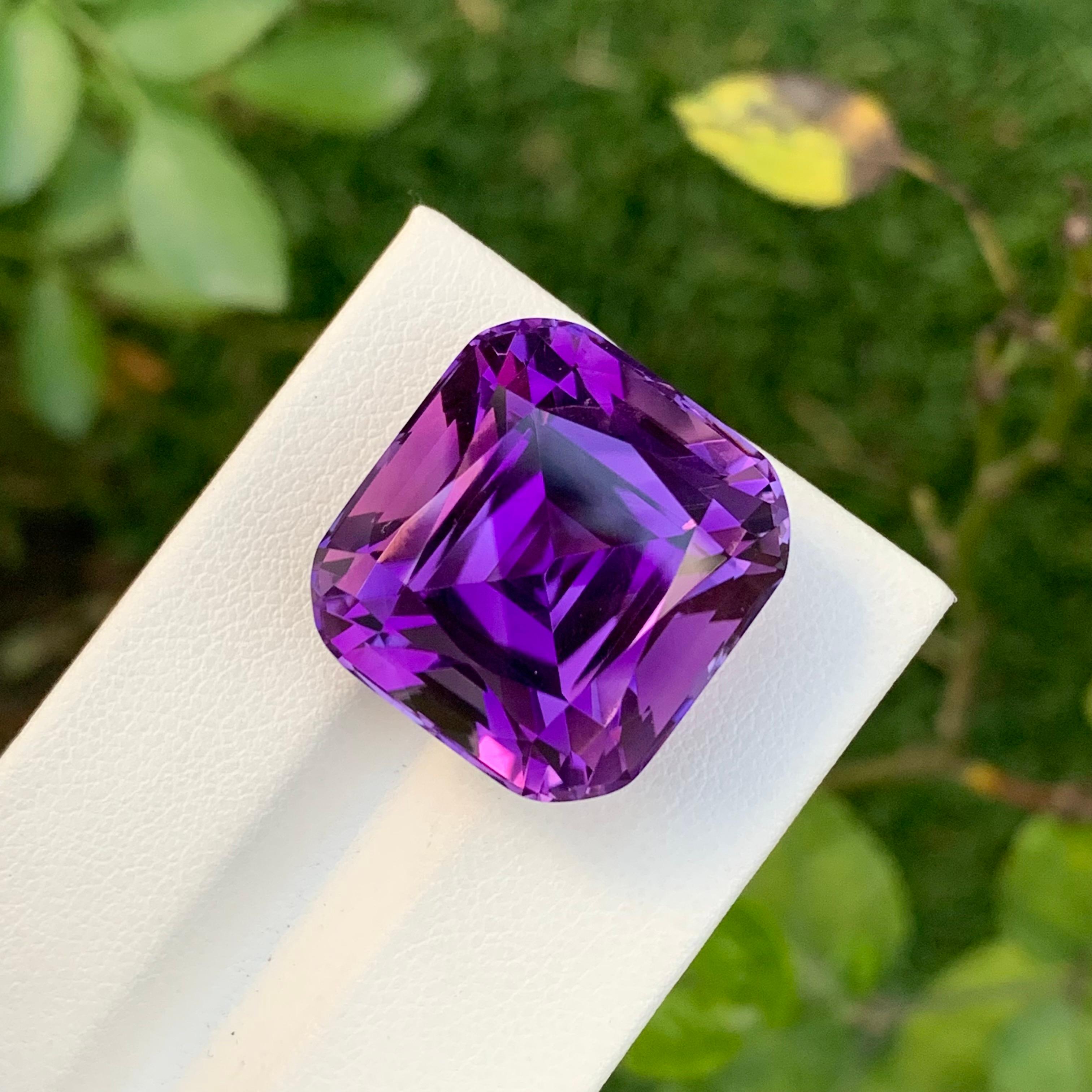 Women's or Men's 38.90 Carat Natural Loose Dark Purple Amethyst Long Cushion Shape Gemstone  For Sale