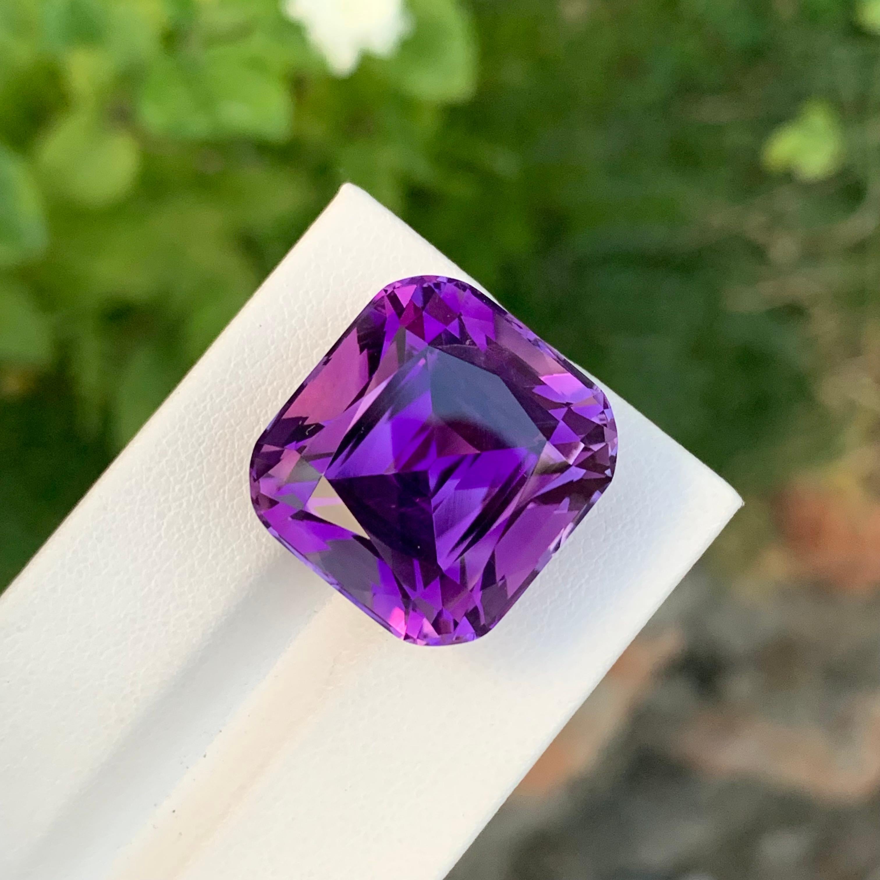38.90 Carat Natural Loose Dark Purple Amethyst Long Cushion Shape Gemstone  For Sale 2