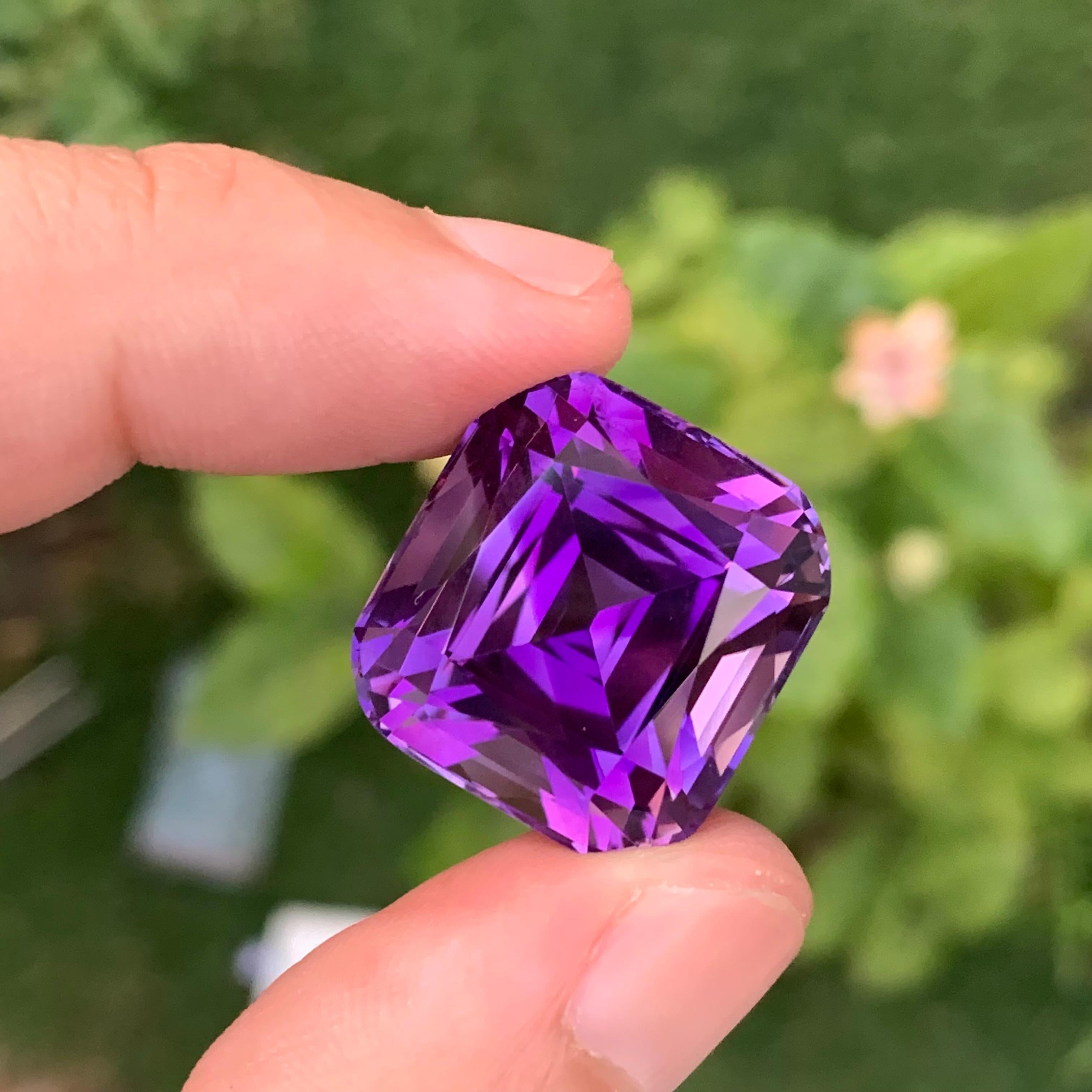 38.90 Carat Natural Loose Dark Purple Amethyst Long Cushion Shape Gemstone  For Sale 3