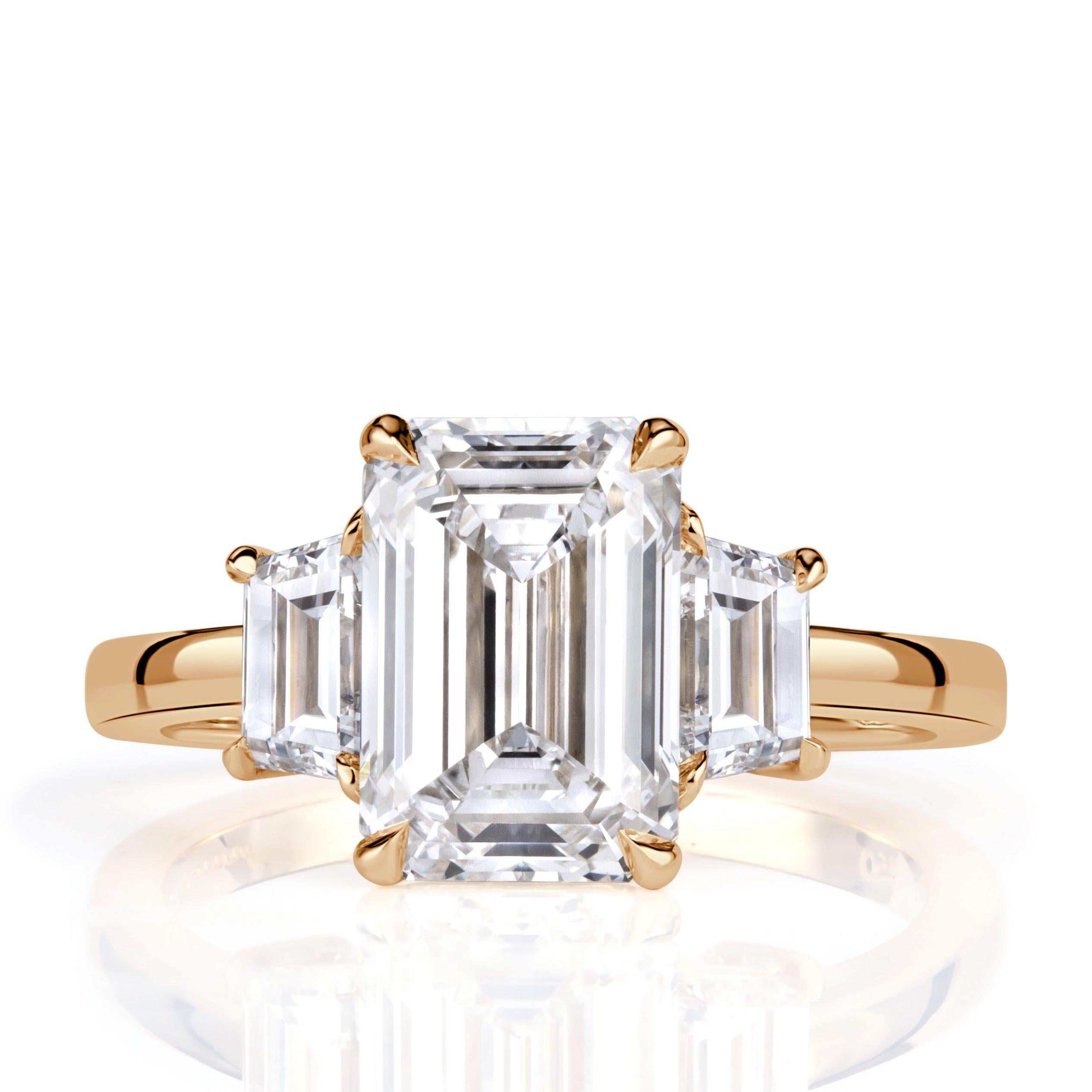 3.89ct Emerald Cut Lab Grown Diamond Engagement Ring For Sale