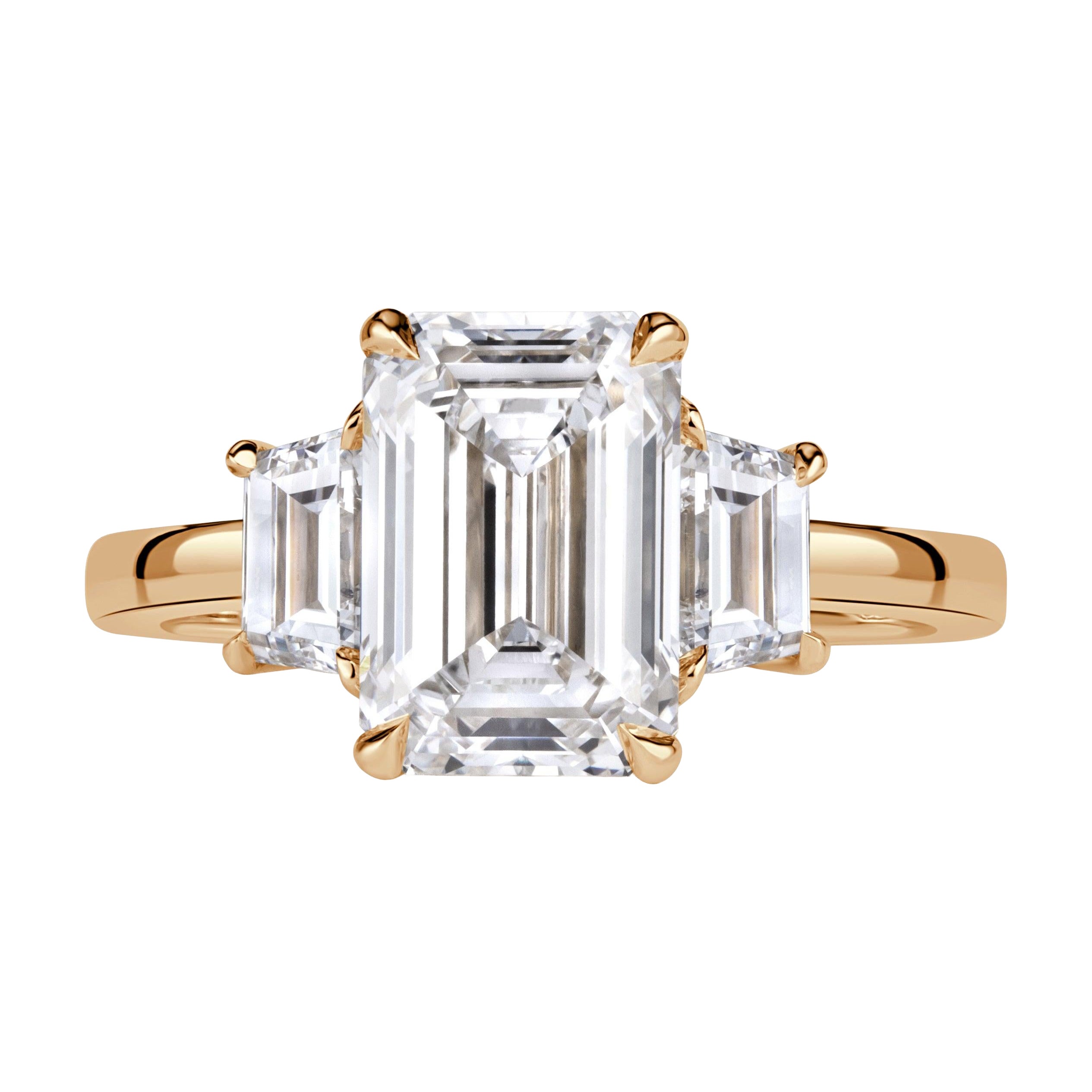 3.89ct Emerald Cut Lab Grown Diamond Engagement Ring