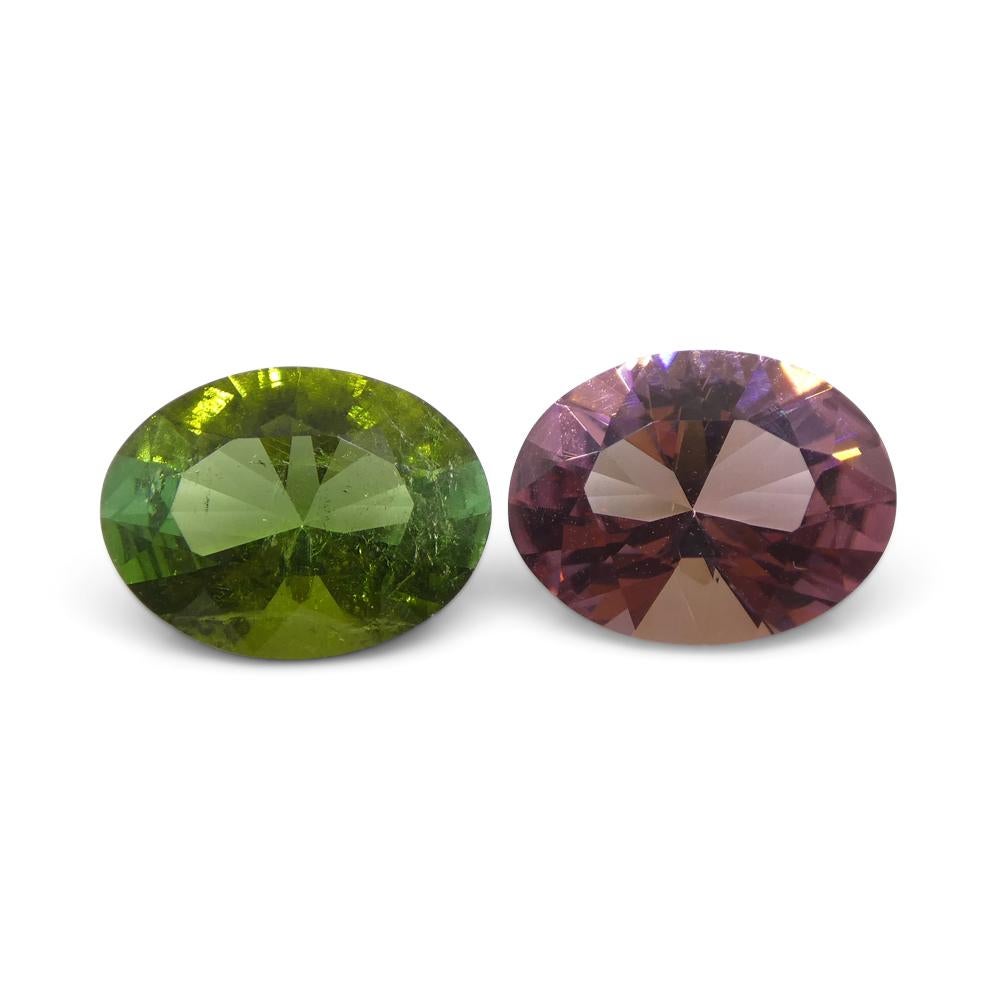 3.89ct Pair Oval Pink/Green Tourmaline from Brazil For Sale 2