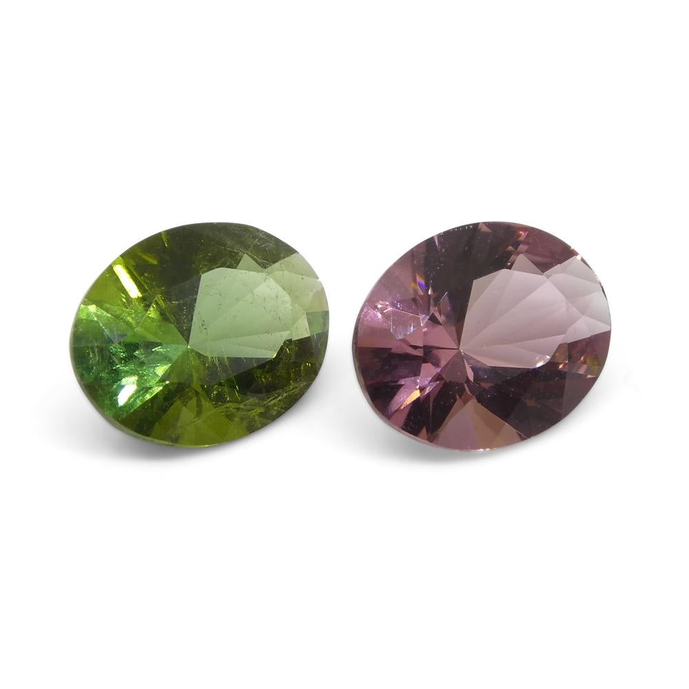 3.89ct Pair Oval Pink/Green Tourmaline from Brazil For Sale 3