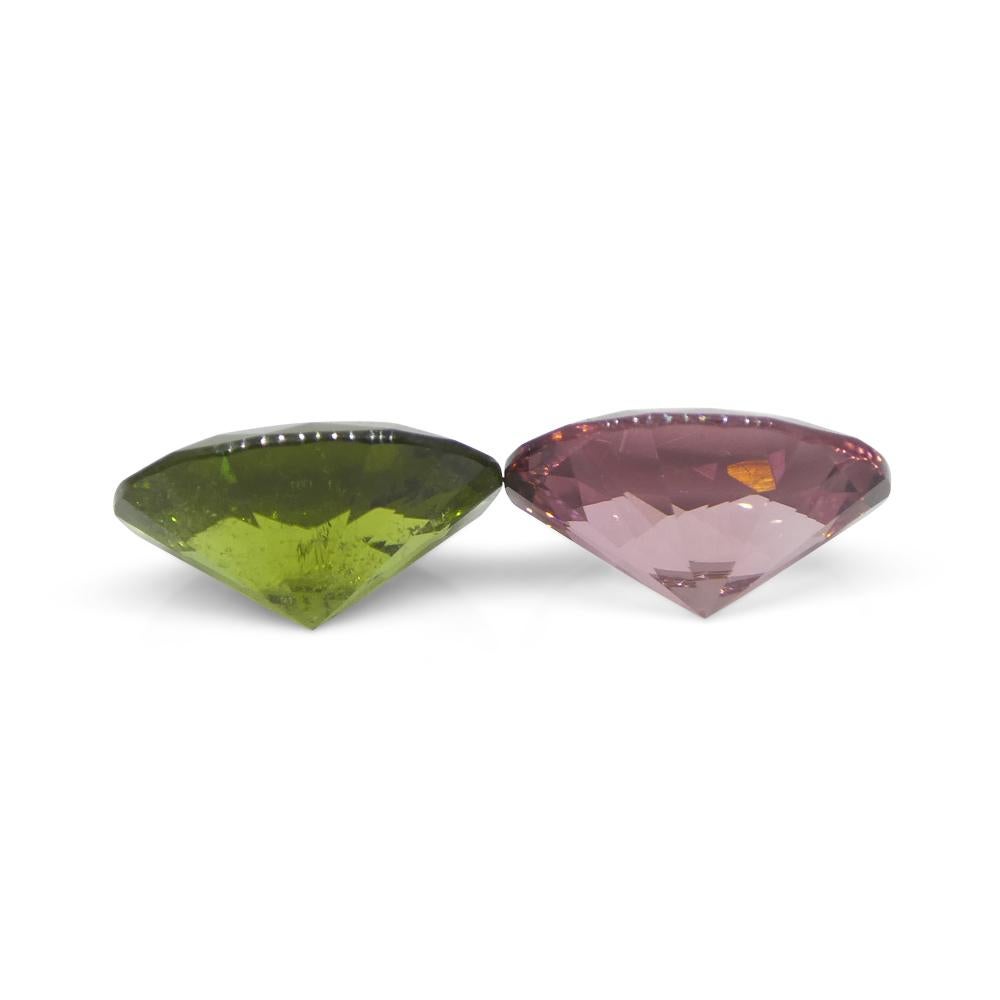 3.89ct Pair Oval Pink/Green Tourmaline from Brazil For Sale 5