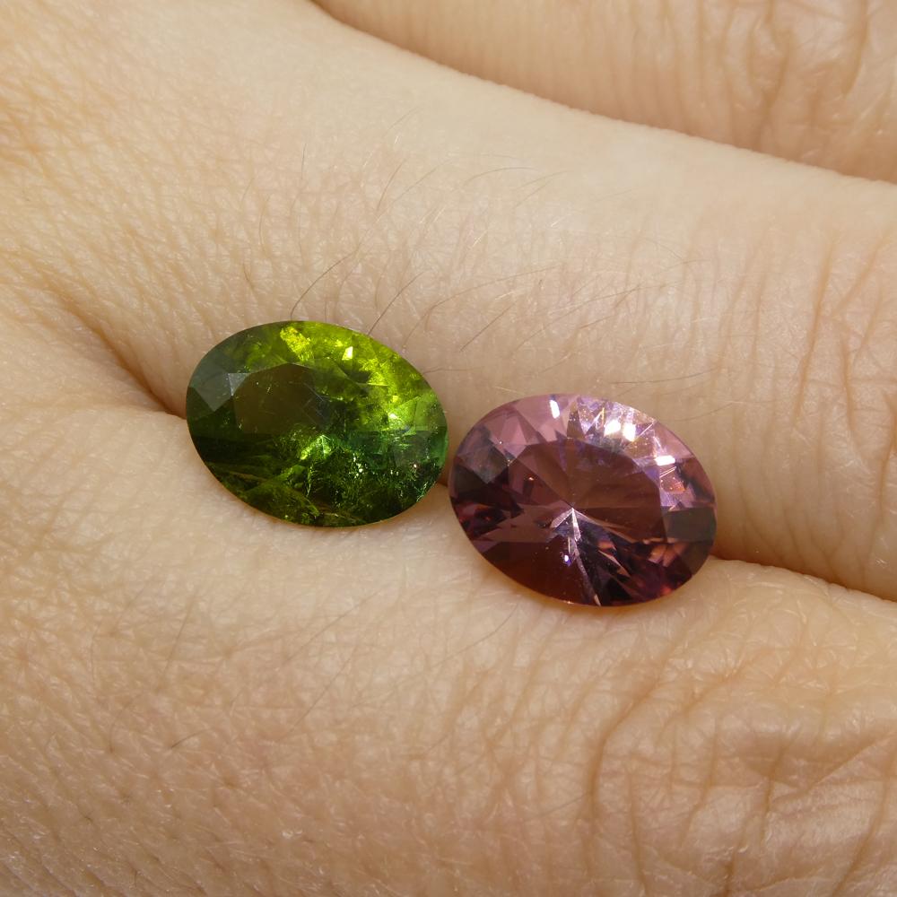 3.89ct Pair Oval Pink/Green Tourmaline from Brazil In New Condition For Sale In Toronto, Ontario