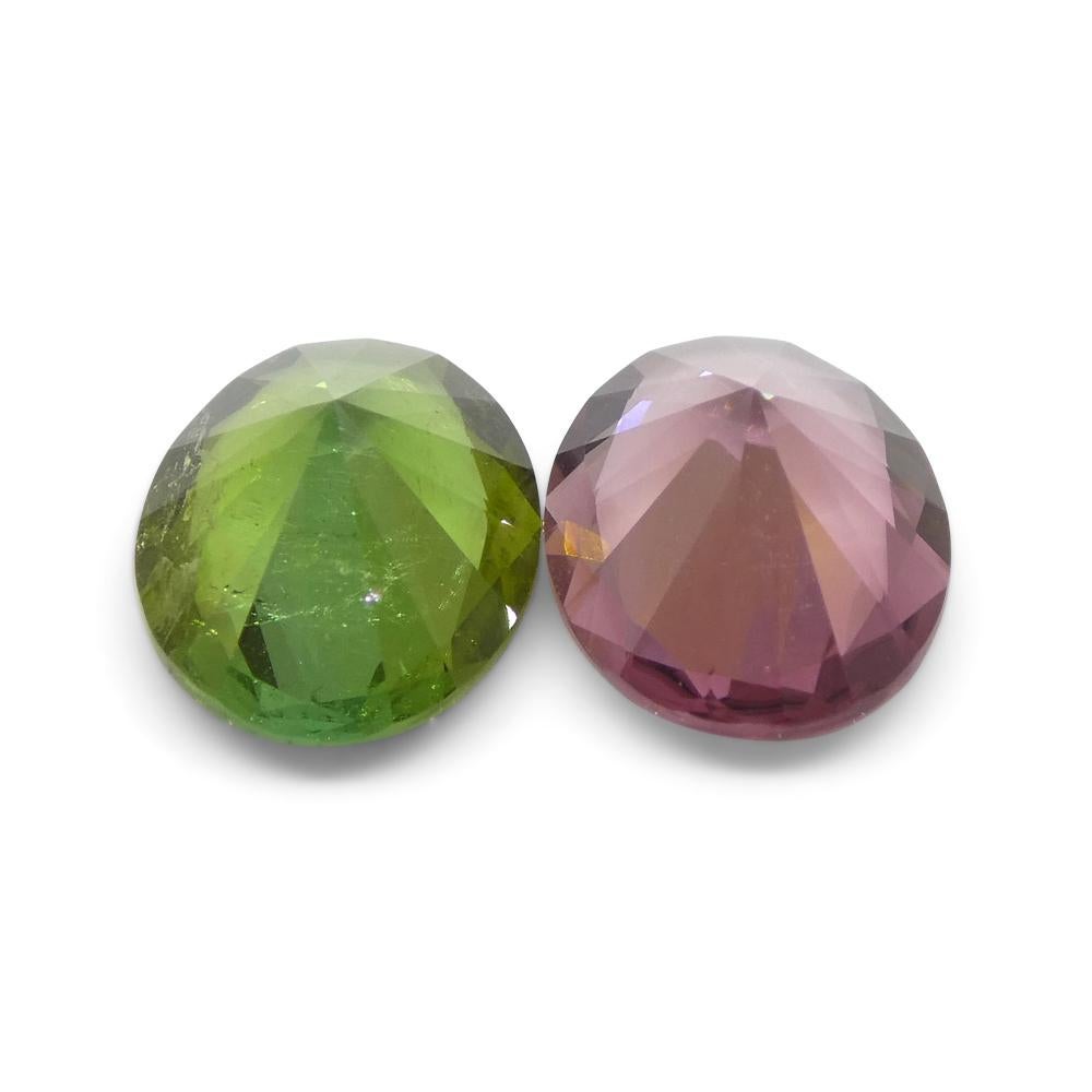 3.89ct Pair Oval Pink/Green Tourmaline from Brazil For Sale 1