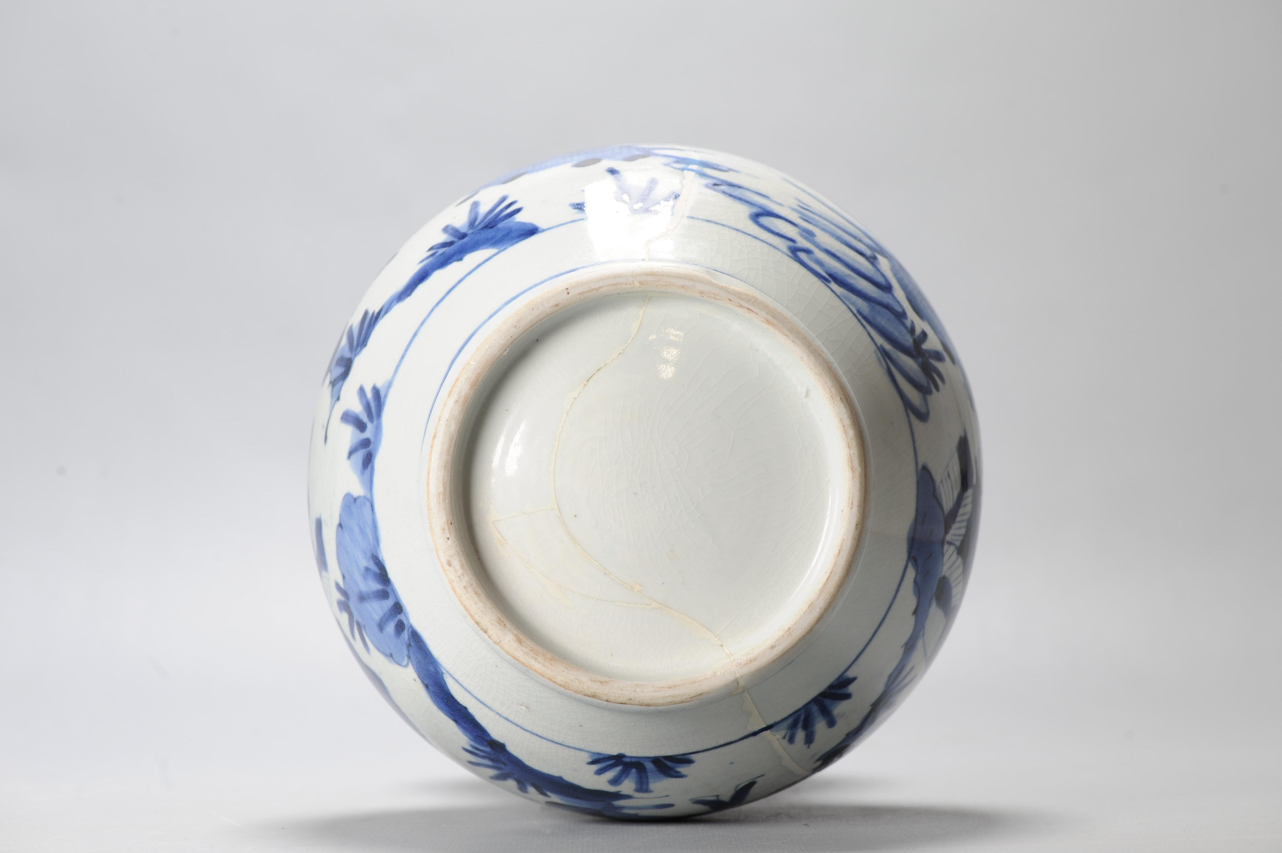 38CM Antiguo 17C Porcelana japonesa Azul Blanco Período Edo Arita Jarrón Flores en venta 6