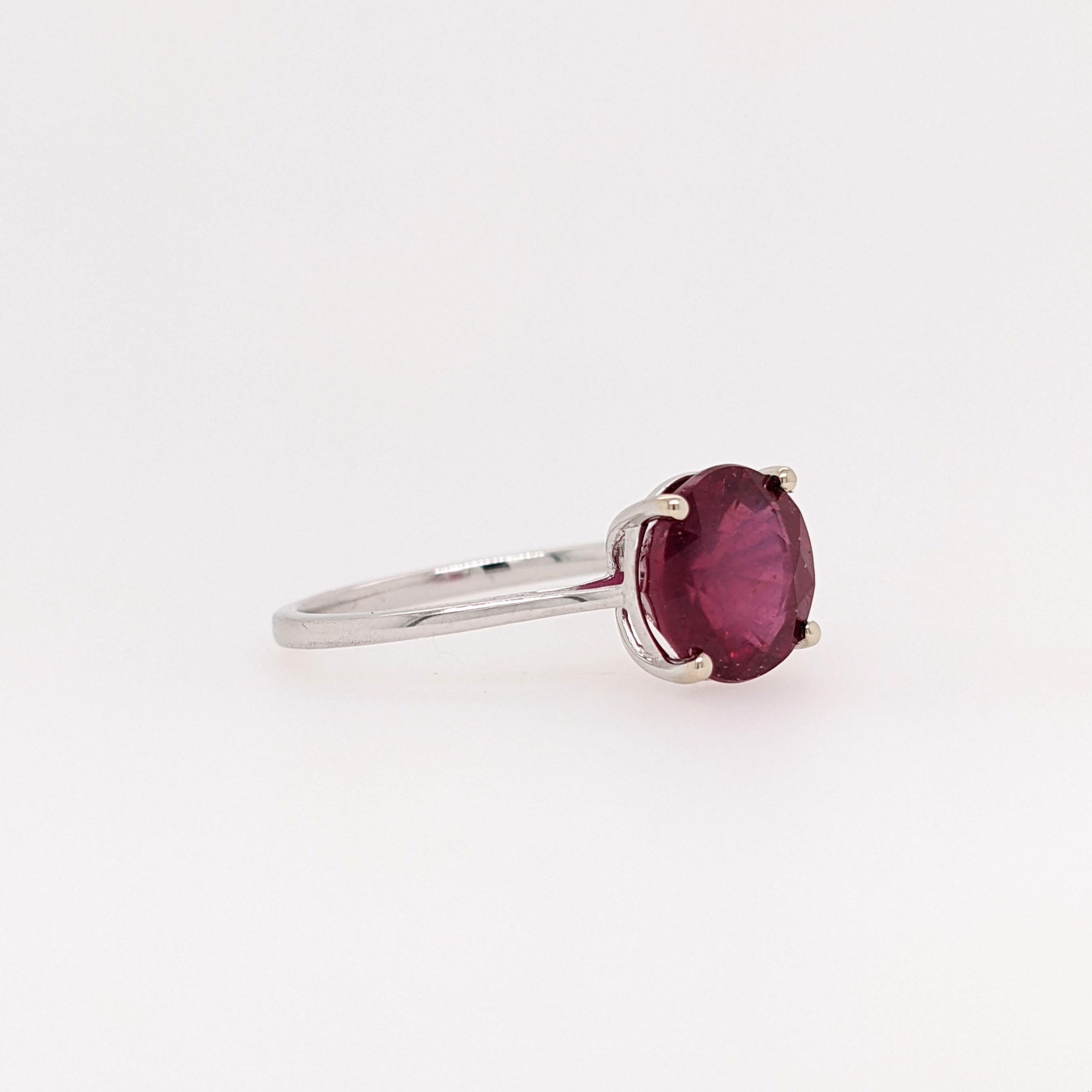 Taglio rotondo Anello con rubino rosso di 3,8 carati in oro massiccio 14k Whiting rotondo 9 mm  Anello solitario
