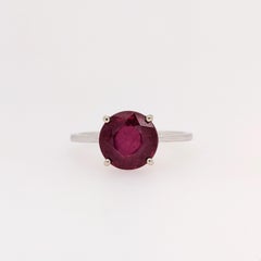 Anello con rubino rosso di 3,8 carati in oro massiccio 14k Whiting rotondo 9 mm  Anello solitario