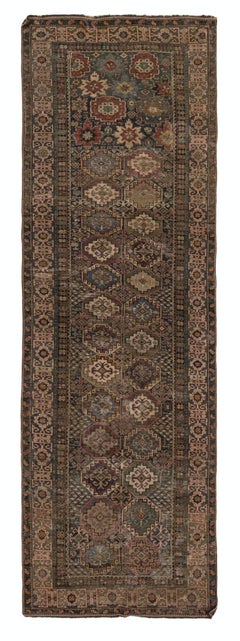 3.8x11.6 Ft Antique Shirvan Runner Rug, East Caucasus, Circa 1860