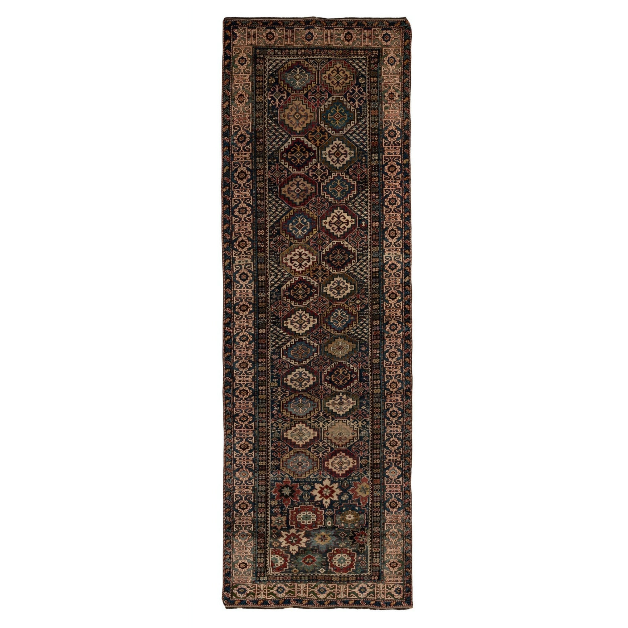 3.8x11.6 Ft Antique Shirvan Runner Rug, East Caucasus, Circa 1860