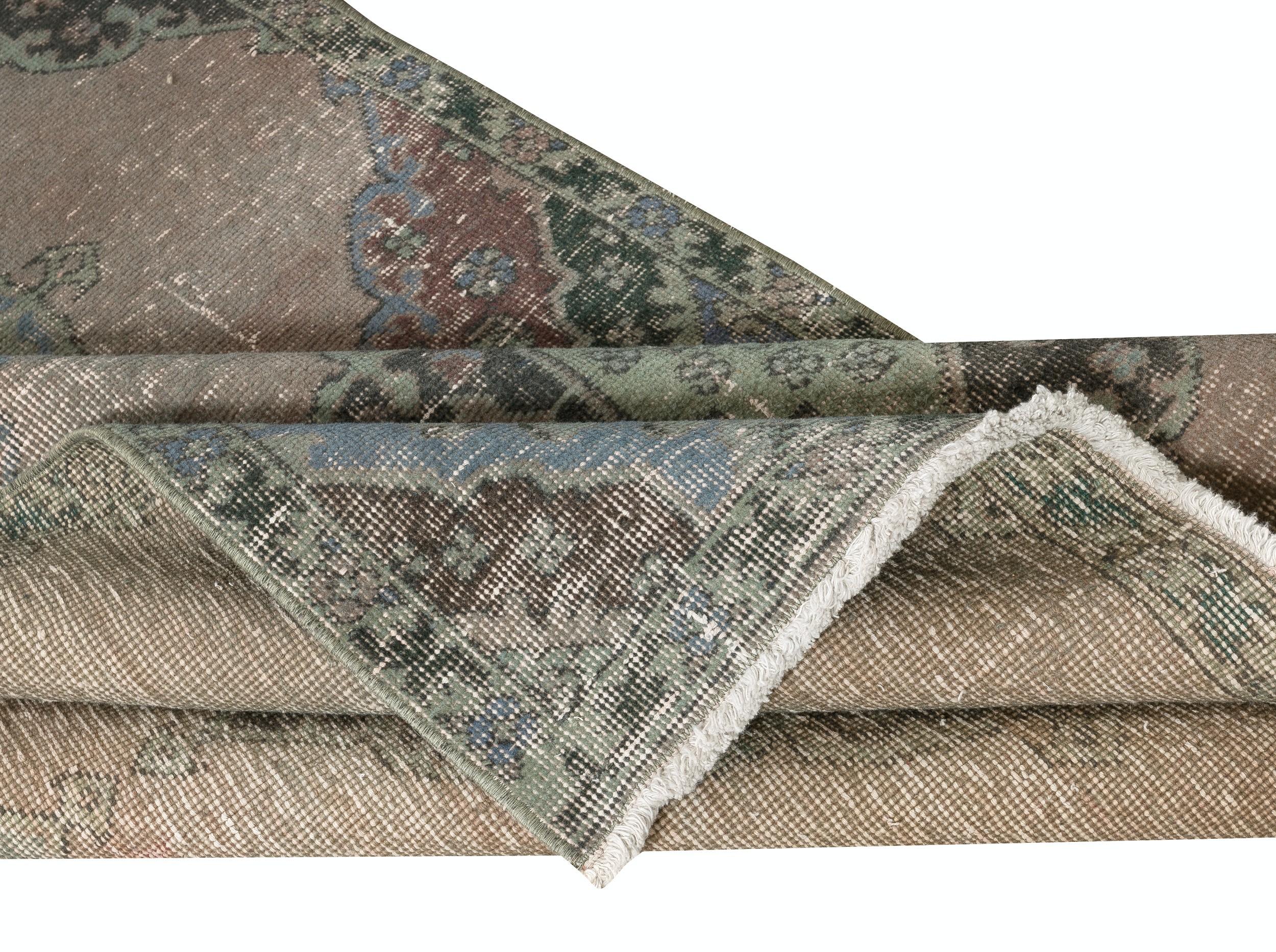 Moderno Runner per corridoi marrone 3.8x12 Ft. Tappeto da cucina. Tappeto Corridoio fatto a mano. Tappeto per scale in vendita