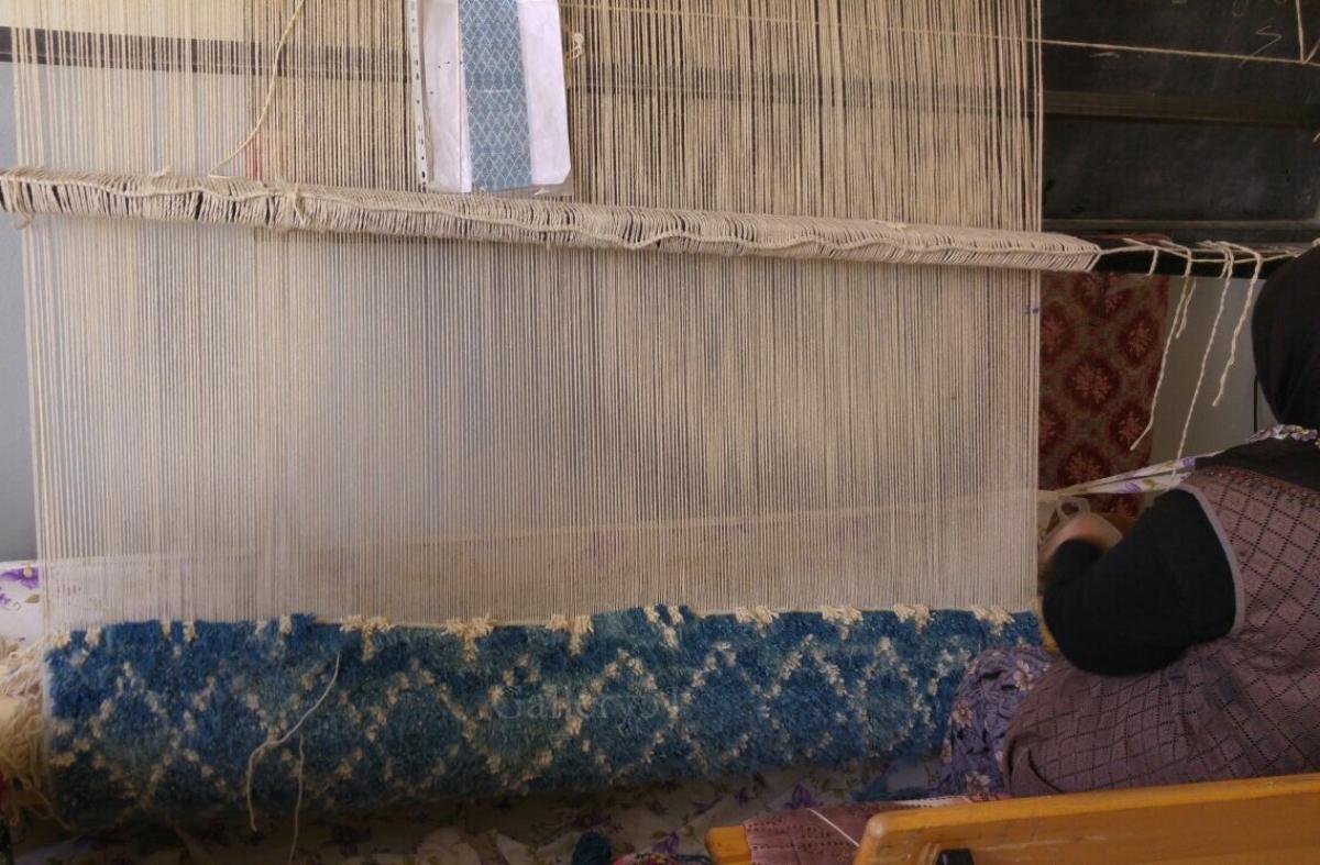 Wool 3.8x13.8 ft Modern Moroccan Runner Rug in Light Blue. Handmade Corridor Carpet For Sale