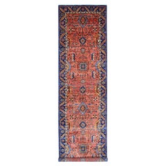 3'8 "x15'9" Rot Heriz All Over Design Aryana Grade Hand geknüpft Wolle Läufer Teppich